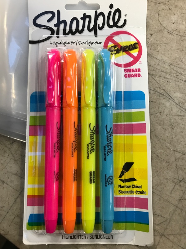 Photo 1 of SHARPIE 4 PACK HIGHLIGHTER SMEAR GUARD