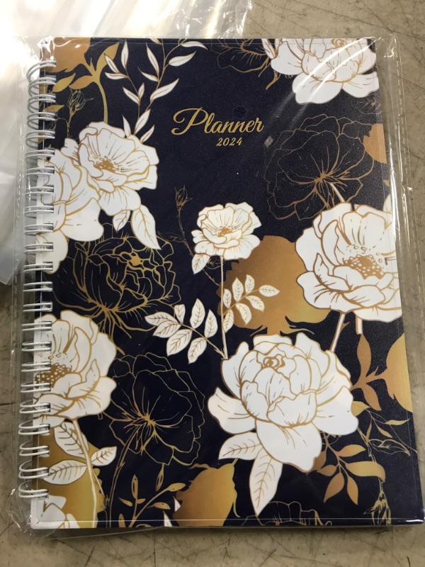 Photo 2 of SUNEE 2024 Appointment Book, Quarter-Hourly, Weekly & Monthly - from January 2024 - December 2024, 6.4"x8.3" Weekly Planner, Flexible Cover, Note Pages, Pockets, Spiral Binding, Vintage Floral 6.4"x8.3" Vintage Floral