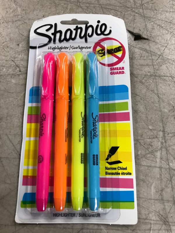 Photo 2 of Sharpie Pocket 4pk Highlighters Narrow Chisel Tip Multicolored
