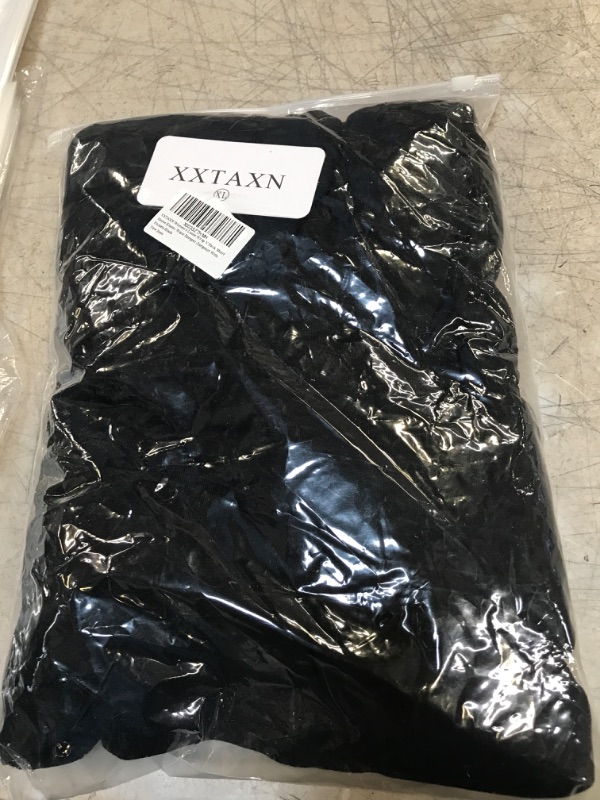 Photo 2 of XXTAXN Women's Loose Wrap V Neck Short Sleeve Elastic Waist Romper Jumpsuit With Pockets Black XL