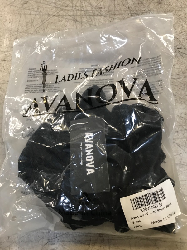 Photo 2 of Avanova Women Ribbed Knit Going Out Crop Tops Short Sleeve Square Neck Shirts Blouse Small Black