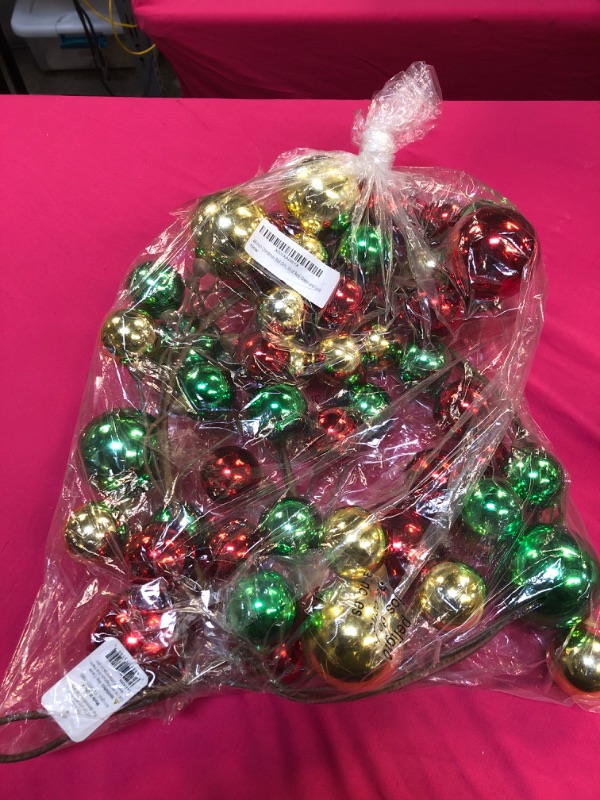 Photo 2 of 48 Inch Christmas Ball Ornament Garland with Shatterproof Balls of Red, Green and Gold