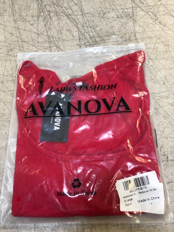 Photo 2 of Avanova Women's Square Neck Short Sleeve Sexy Summer Basic Bodycon Crop Top Large A Red