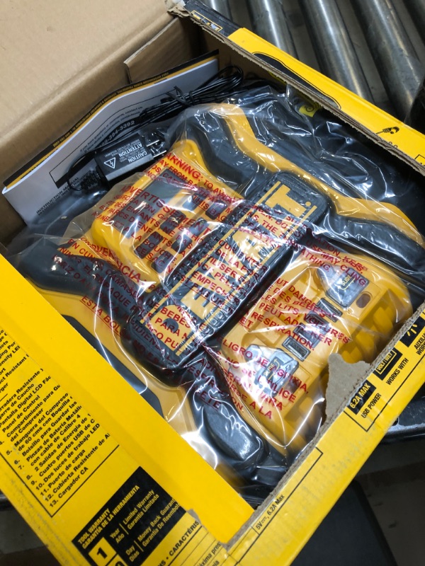 Photo 2 of DEWALT DXAEPS14 1600 Peak Battery Amp 12V Automotive Jump Starter/Power Station with 500 Watt AC Power Inverter, 120 PSI Digital Compressor, and USB Power , Yellow