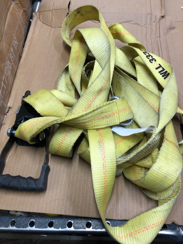 Photo 2 of 27 ft. x 2 in. Heavy-Duty Ratchet Tie-Down Strap with J Hook
