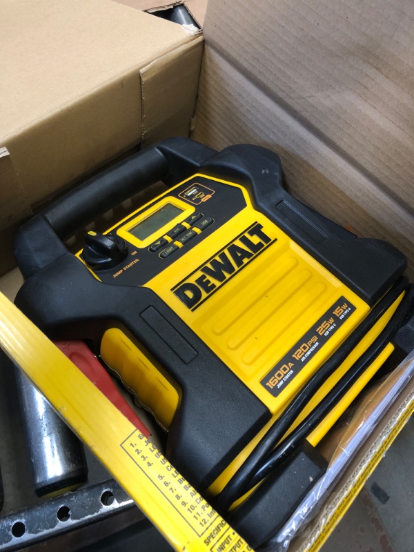 Photo 2 of DEWALT DXAEJ14-Type2 Digital Portable Power Station Jump Starter - 1600 Peak Amps with 120 PSI Compressor, AC Charging Cube, 15W USB-A and 25W USB-C Power for Electronic Devices 1600 Amps