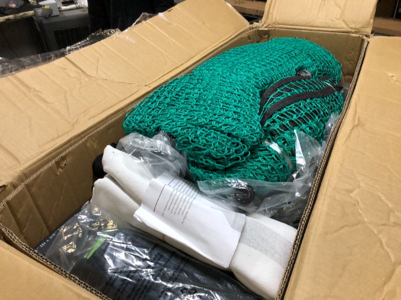 Photo 1 of Golf Practice Net Golf Hitting Net Golf Cage Net 10x10x10 Ft with Training Mat for Complete Driving Range Simulator Setup to Practice Golf in Home Backyard Outdoor Indoor Garage