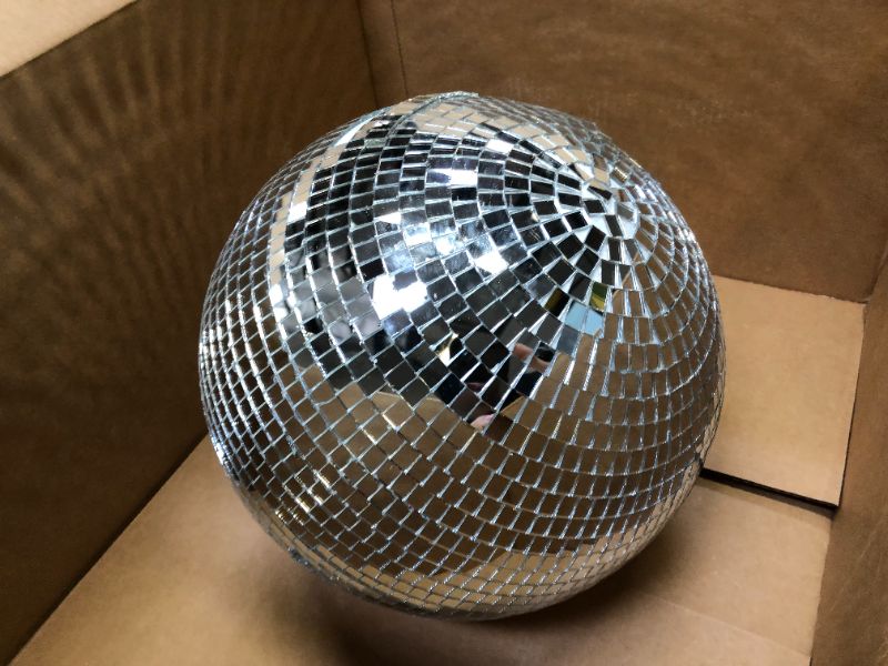 Photo 2 of 4 pack Large Disco Ball Silver Hanging Disco Balls Reflective Mirror Ball Ornament for Party Holiday Wedding Dance and Music Festivals Decor Club Stage Props DJ Decoration (12 Inch, 3 Inch)