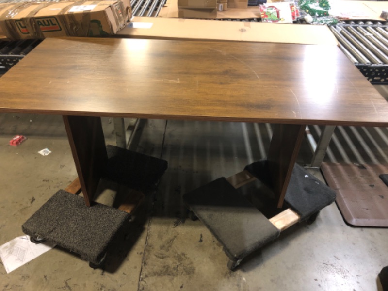 Photo 1 of large brown office desk 68inchx 32.5 inch