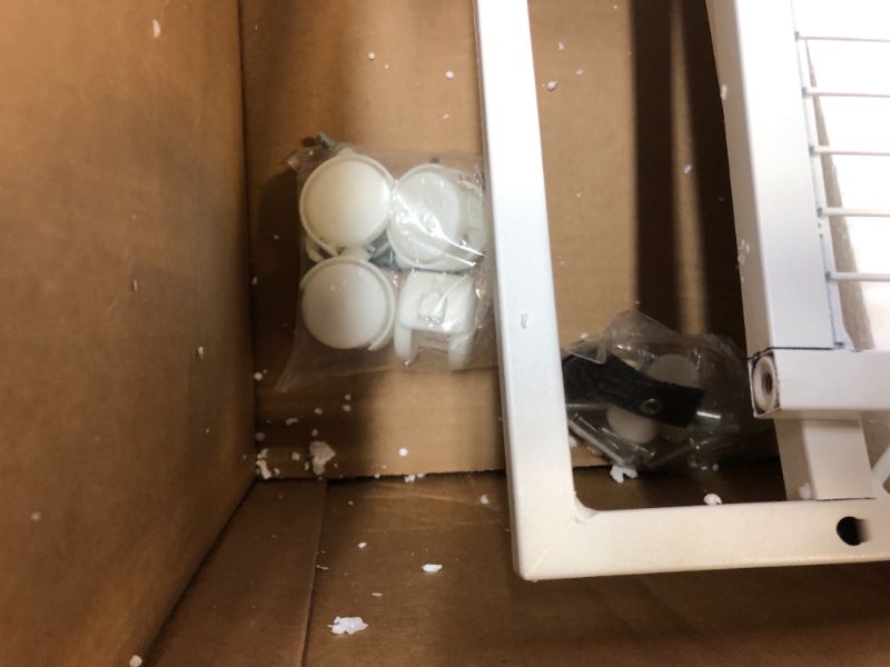 Photo 1 of SONGMICS 3-Tier Metal Storage Rack with Wheels, Mesh Shelving Unit with X Side Frames, 31.5-Inch Width, for Entryway, Kitchen, Living Room, Bathroom, Industrial Style, White UBSC183W01 White 12.6 x 31.5 x 33.7 Inches