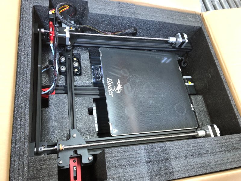 Photo 3 of PARTS ONLY Creality Official Ender 3 Max Neo 3D Printer, Plus Upgrade Large Size 3D Printers with CR Touch Auto Leveling Bed, Filament Sensor, Z-axis Double Screw, Printing Size 300x300x320 mm
unable to test, missing parts, unknown whats missing. recommen
