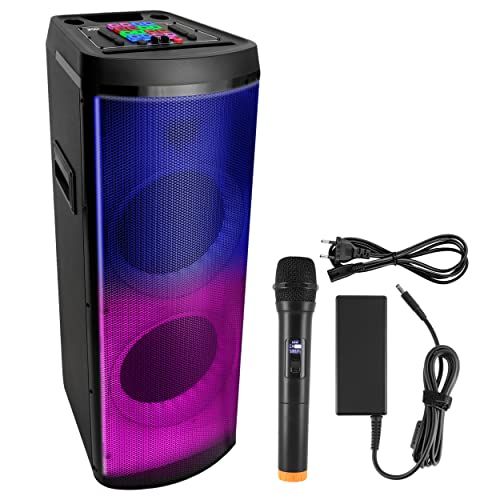 Photo 1 of Pyle Bluetooth Portable PA Party Speaker - 600W Dual 12” Rechargeable Indoor/Outdoor BT Karaoke Audio System, TWS, X-Bass Function