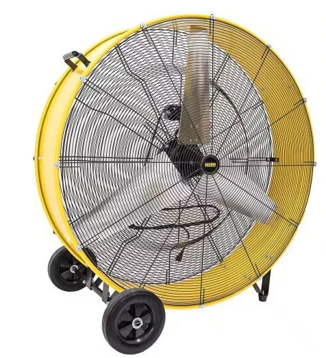 Photo 1 of Elexnux
42 in. 2 Speeds Drum Fan in Yellow with Powerful 4/5 HP Motor, Commercial or Industrial Fan, Turbo Blade, Low Noise