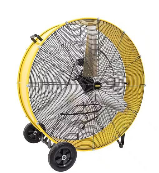 Photo 1 of Elexnux
42 in. 2 Speeds Drum Fan in Yellow with Powerful 4/5 HP Motor, Commercial or Industrial Fan, Turbo Blade, Low Noise