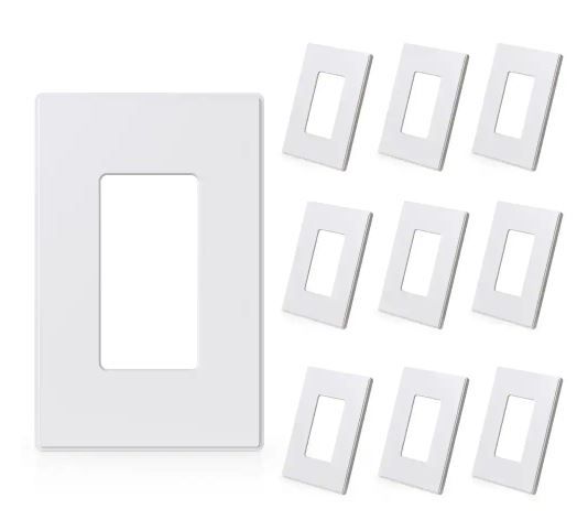 Photo 1 of 1-Gang Midsize Screwless Decorator/Rocker Wall Plate, White (10-Pack)
