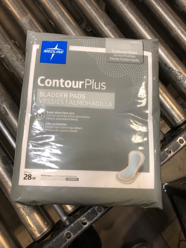 Photo 2 of Medline ContourPlus Bladder Control Pads, Ultimate Absorbency, 8 x 17 Inches, Bag of 28
