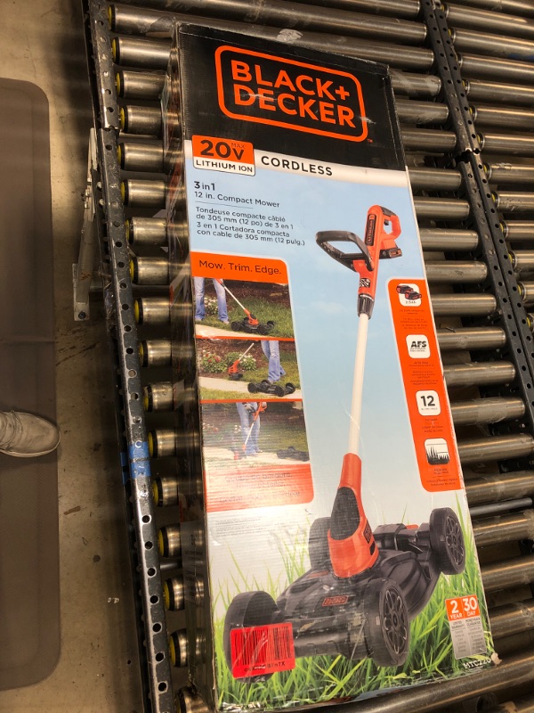 Photo 3 of BLACK+DECKER MTC220 12-Inch 20V MAX Lithium Cordless 3-in-1 Trimmer/Edger and Mower, MISSING BATTERY
