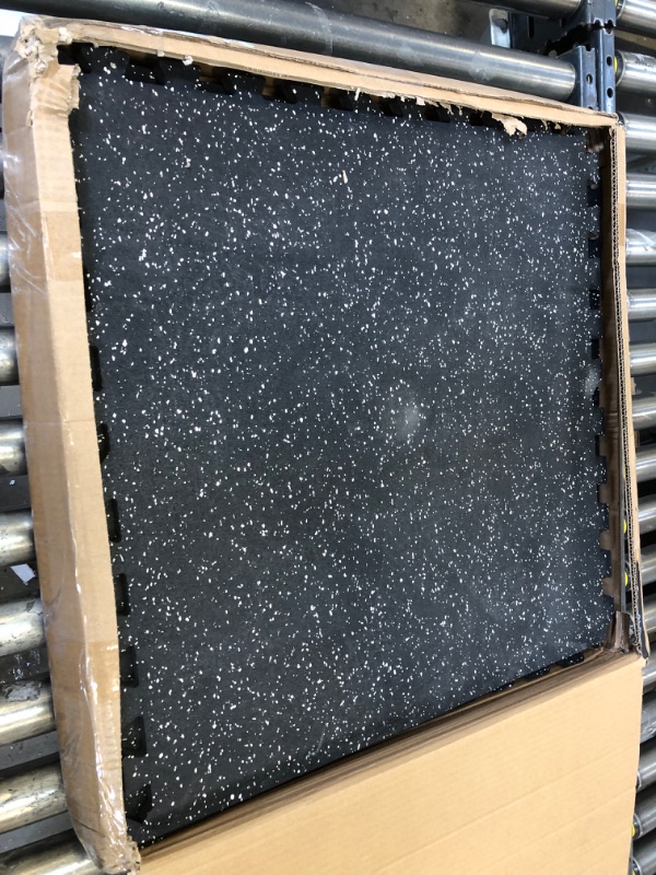 Photo 1 of Holymus 1/2 inch Thick 24 Sq Ft Rubber Top High Density EVA Foam Exercise Gym Mats 6 Pcs - Interlocking Puzzle Floor Tiles for Home Gym Heavy Workout Equipment Flooring - 24 x 24in Tile, Black&White 1/2" Thick Gym Mats 8 Pcs, Black&White