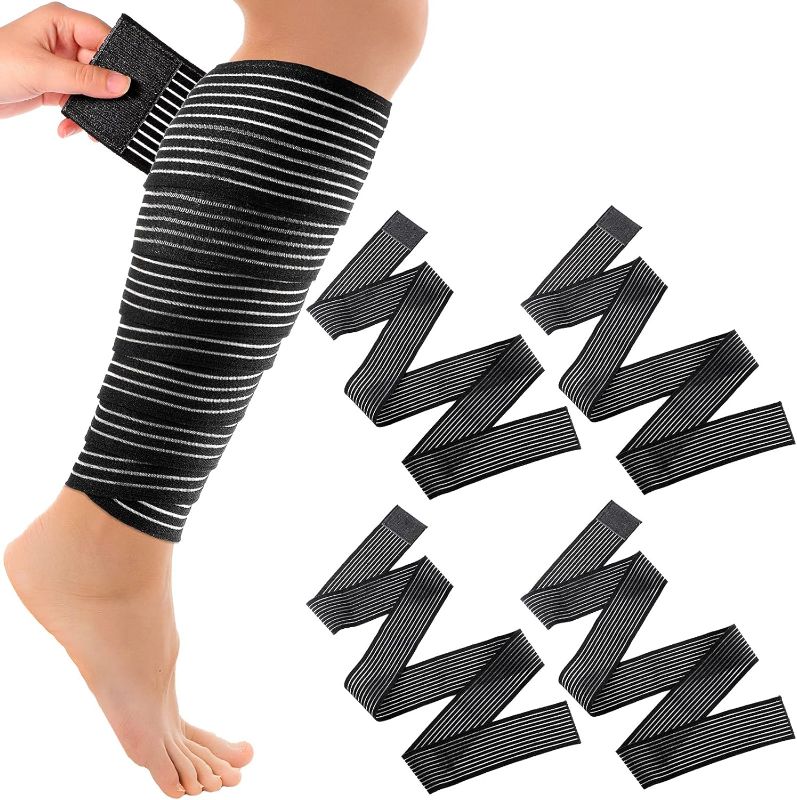 Photo 1 of 4PCS Elastic Calf Compression Bandage Sleeve, Sport Leg Compression Wraps