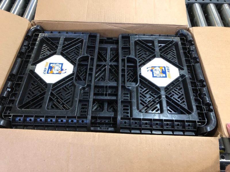 Photo 1 of Bigant Heavy Duty Collapsible & Stackable Plastic Milk Crate - Snap Lock Foldable Industrial Garage Storage Bin Container Utility Tote Basket (Black, 1 Medium Crate) 1 Medium Crate Black