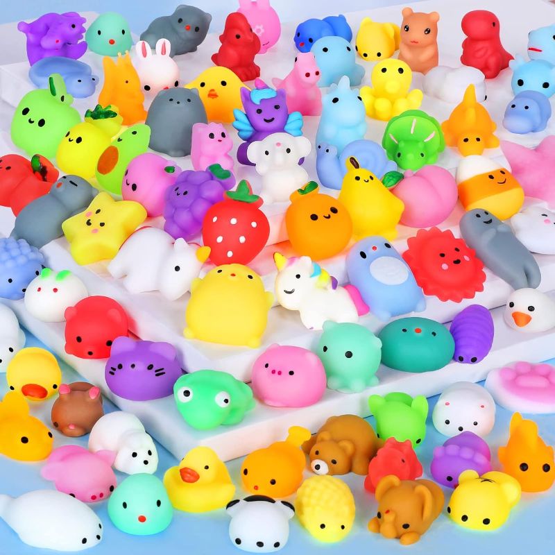 Photo 1 of 80PCS Mochi Squishy Toys Kids Party Favors Kawaii Mini Squishies Animals Fruit Stress Relief Toys Bulk Classroom Prizes Easter Egg Fillers Christmas Goodie Bag Stuffers Kids Valentines Gifts, Random
