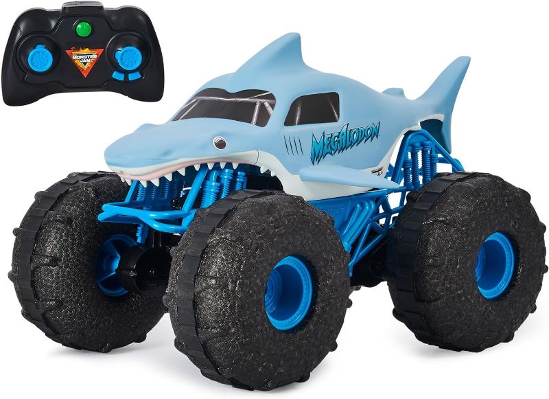 Photo 1 of Monster Jam, Official Megalodon Storm All-Terrain Remote Control Monster Truck for Boys and Girls, 1:15 Scale, Kids Toys for Ages 4-6+
