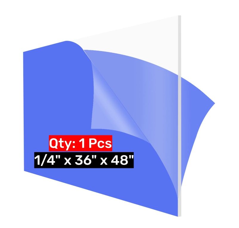 Photo 1 of 36x48 Plexiglass Sheets 1/4 inch Thick Clear Acrylic Sheets 36x48 Acrylic Board 6mm Plexiglass Panel Perfect for Display Case, Signage, Crafts, Led, Fish Tank, Windows, Skylight, Tabletop
