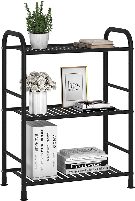 Photo 1 of 3-Tier Adjustable Shelving Unit, Heavy Duty Storage Rack Organizer Metal Corner Shelf for Kitchen Living Room Laundry Pantry Bathroom (Black, 3 Tier)…
