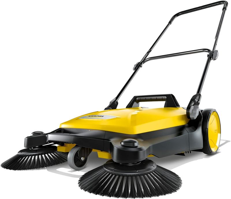 Photo 1 of Kärcher - S 4 Twin Walk-Behind Outdoor Hand Push Sweeper - 5.25 Gallon Capacity - 26.8" Sweeping Width - Sweeps up to 26,000 ft²/Hour,Yellow

