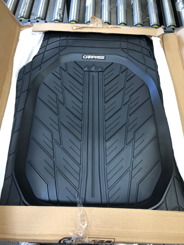 Photo 2 of CAR PASS DeepDish Floor Mats for Cars, Heavy Duty Rubber Car Mats 3-Piece, Universal S?XL Size Trim-to Fit Automotive Floor Mats for Truck Van SUV Durable Waterproof All Weather Car Mats (Solid Black All Black