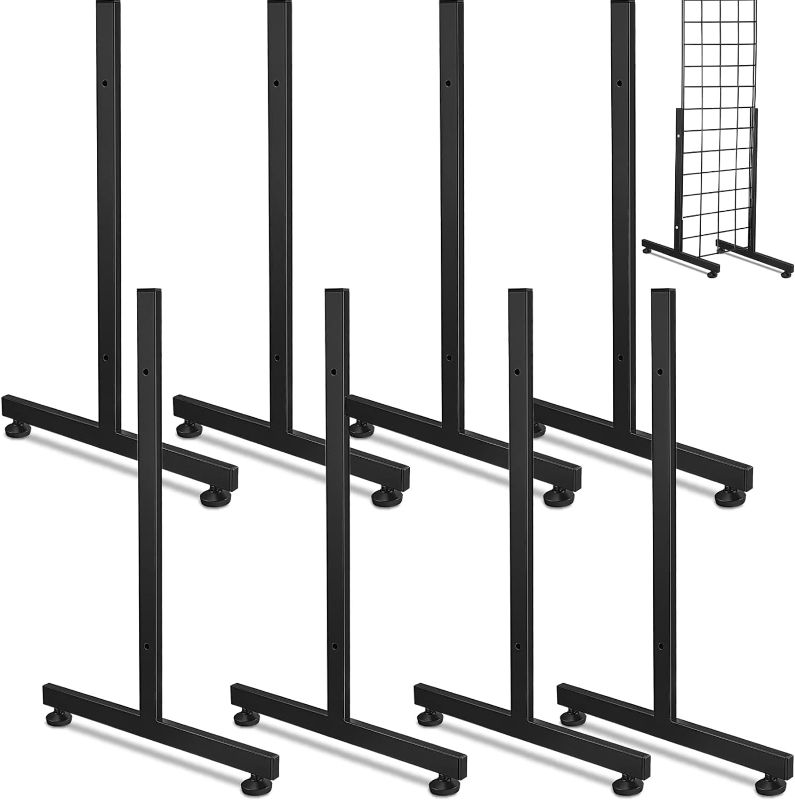 Photo 1 of 8 Pcs Grid Wall Black Legs T Base Leg for Grid Panel Rectangular Tube with Levelers Tube with Levelers Grid Wall Metal Panels Support Photos Show Stand Set Accessories for 2 Feet, 24 Inch 