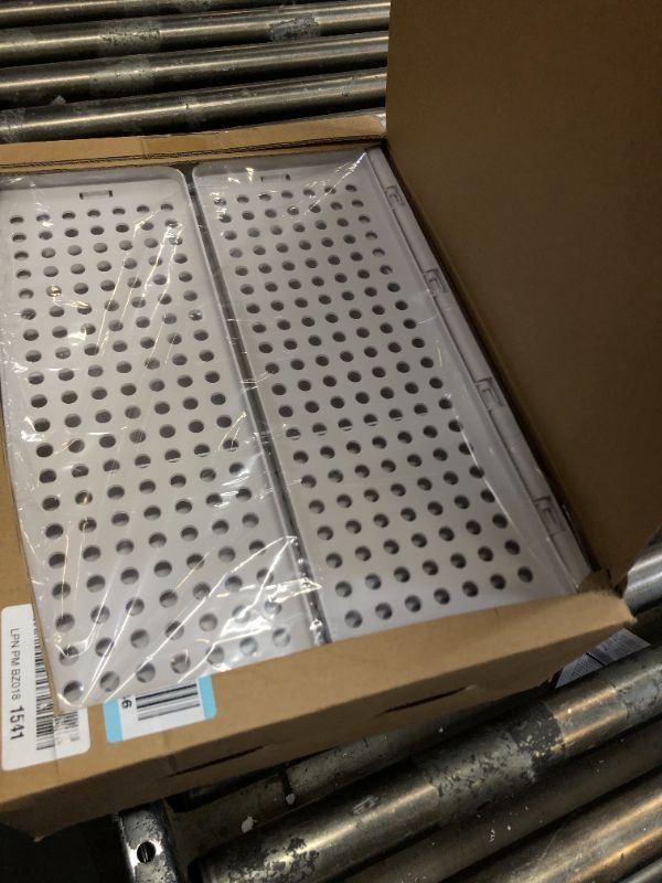 Photo 1 of Pinkpum Stackable Plastic Storage Basket-Foldable Closet Organizers and Storage Bins 4 Pack-Drawer Shelf Storage Container for Wardrobe Cupboard Kitchen Bathroom Office 4L White