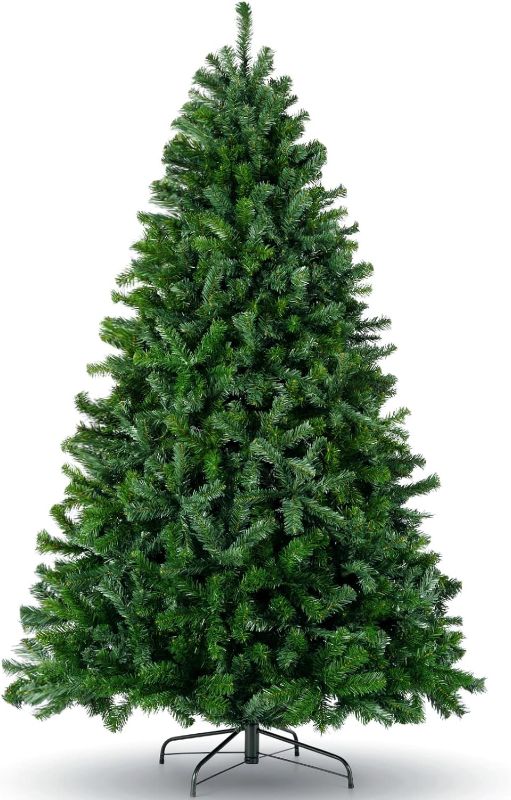 Photo 1 of 7.5ft Artificial Holiday Christmas Tree, Unlit Premium Hinged Spruce Holiday Xmas Tree with Metal Foldable Stand for Home, Office, Party Decoration
