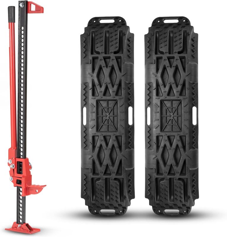 Photo 1 of BUNKER INDUST Offroad High Lift Jack with Pair Traction Board Mate,48" FarmJack with Sand Mud Snow Track Mat Board, Offroad Tire Recovery Kit for Car Truck Jeep ATV SUV UTV
