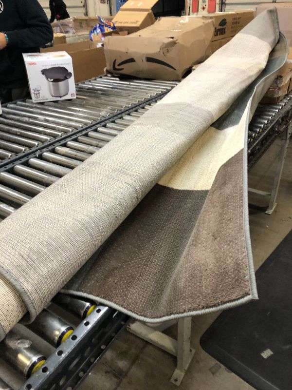 Photo 2 of Clifton Brown 8 ft. x 10 ft. Rectangle Color Block Tile Geometric Polypropylene Area Rug
