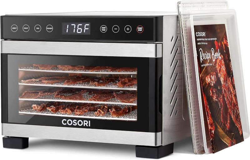 Photo 1 of COSORI Food Dehydrator for Jerky, 176°F Temperature Control, 5 Stainless Steel Trays Dryer Machine, 4 Presets, 48H Timer, for Dog Treats, Meat, Fruit, Veggies, Snacks, Recipe Book Included
