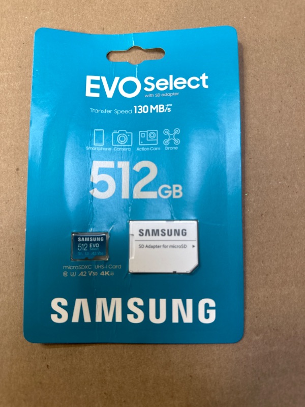 Photo 2 of SAMSUNG EVO Select Micro SD-Memory-Card + Adapter, 512GB microSDXC 130MB/s Full HD & 4K UHD, UHS-I, U3, A2, V30, Expanded Storage for Android Smartphones, Tablets, Nintendo-Switch (MB-ME512KA/AM)