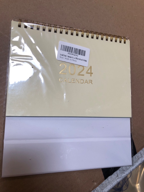 Photo 2 of Small Desk Calendar, January 2024 - December 2024 Daily Planner Desktop Calendar 7.5 x 7 inch Mini Daily Schedule Twin-Wire Binding with Stickers for Home Office School White 7.5 X 7