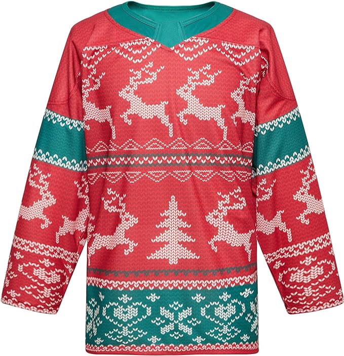 Photo 1 of EALER Christmas Sublimated Practice Hockey Jersey Jacket with elk and Snow for Mans and Boys SIZE SMALL 