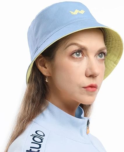 Photo 1 of 100% Cotton Bucket Hat Double-Sided Wear Unisex Outdoor Beach Vacation Lightweight Trendy Sports Style