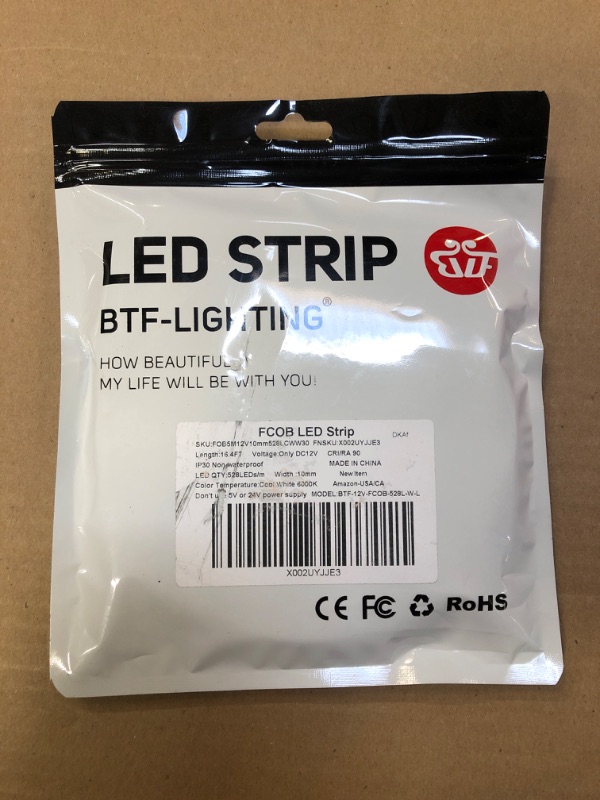 Photo 1 of BTF-LIGHTING FCOB COB Flexible High Density Uniform Light LED Strip 14W/m 16.4FT DC12V Daylight White 6000K CRI 90+ 10mm Width Dimmable LED Ribbon for Indoor Decoration(No Adapter or Controller) Cool White 6000K 16.4FT DC12V 528LED/m