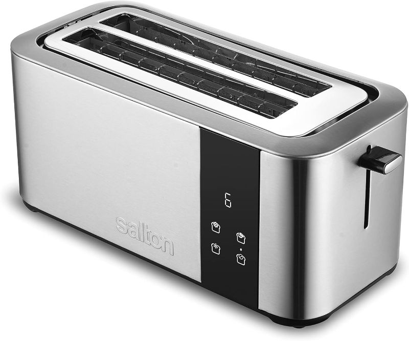 Photo 1 of  Stainless Steel Countdown Long Slot Toaster 4 Slice with Extra Wide 1.5" slots for Bagels, Waffles, Artisan Specialty Breads, 6 Shade Settings with Timer 