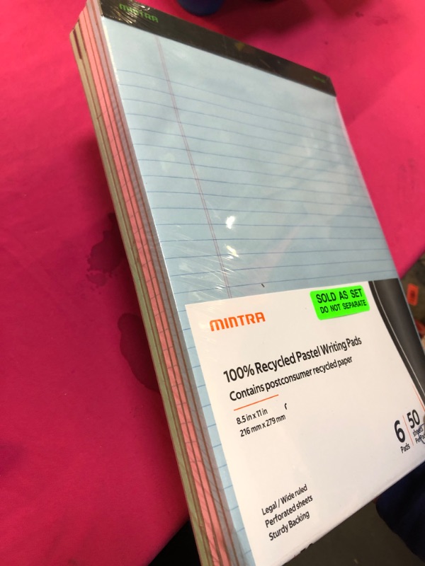 Photo 1 of Mintra Office Recycled Writing Pads 6pk (Pastel, Wide Ruled (8.5in x 11in))
 