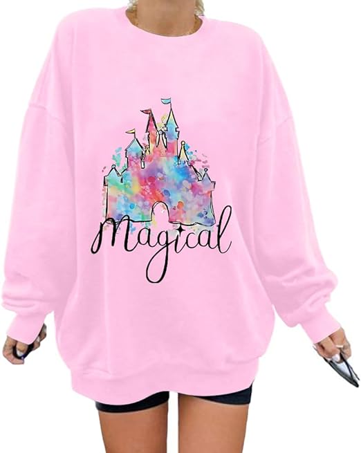 Photo 1 of Magic Castle Sweatshirt for Women Oversized Magicl Kingdom Pullover Family Vacation Holiday Long Sleeve Tops
SIZE -2XL