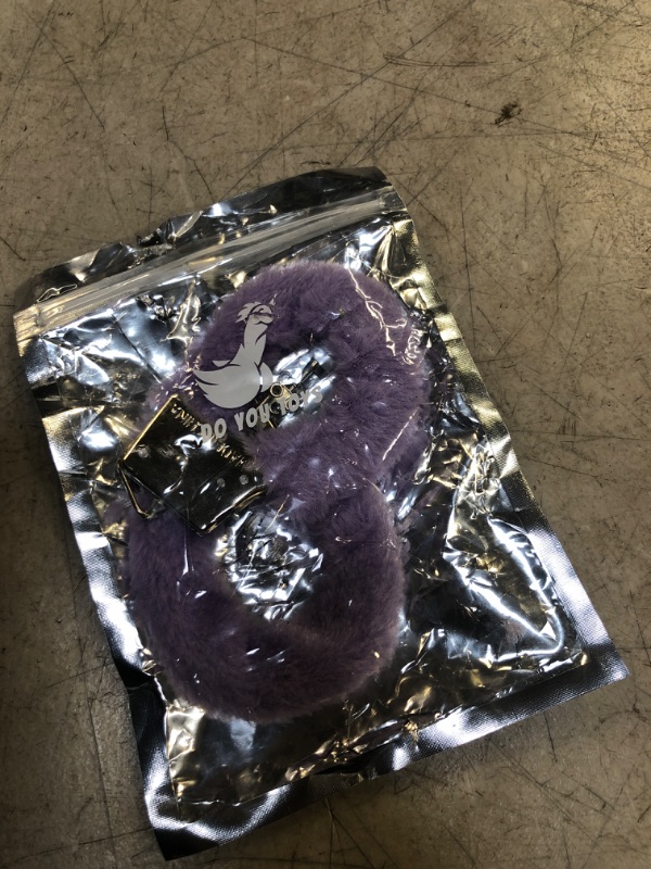 Photo 1 of BDSM Plush Sex Handcuffs - Furry Adjustable Sex Handcuffs with Keys for Hands or Ankles - Stainless Steel - Adult Sex Toy or Halloween Cosplay Party Stage Police Costume Prop (Purple)