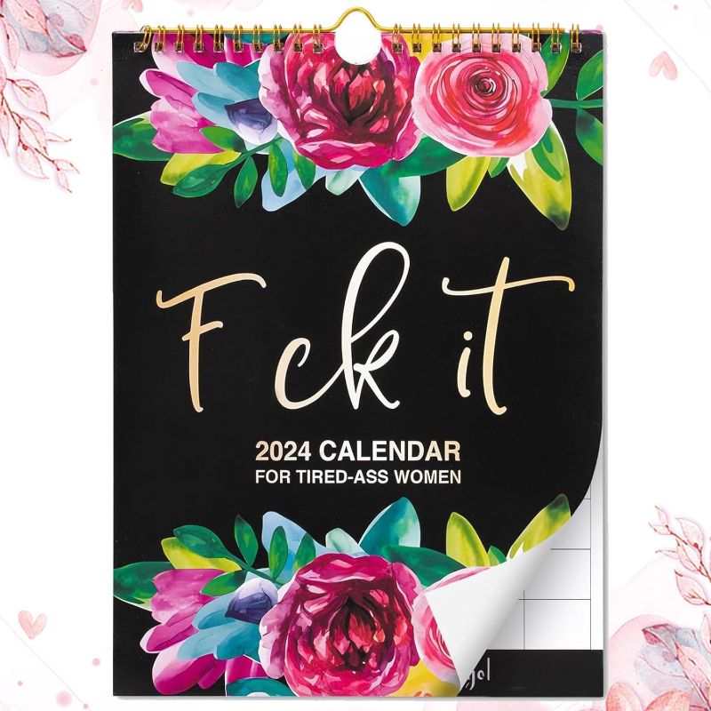 Photo 1 of 2024 Wall Calendar for Women | Funny Sweary Monthly Planner Gag Gift | Fu-ck it 2024 Home Office Hanging Calendar
