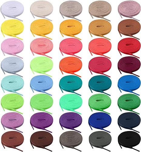 Photo 1 of BQTQ 40 Pairs Colored Shoe laces Flat Shoelaces Multipack Shoestrings for Sneakers Skates Sport Shoes Boots (40 Colors)
