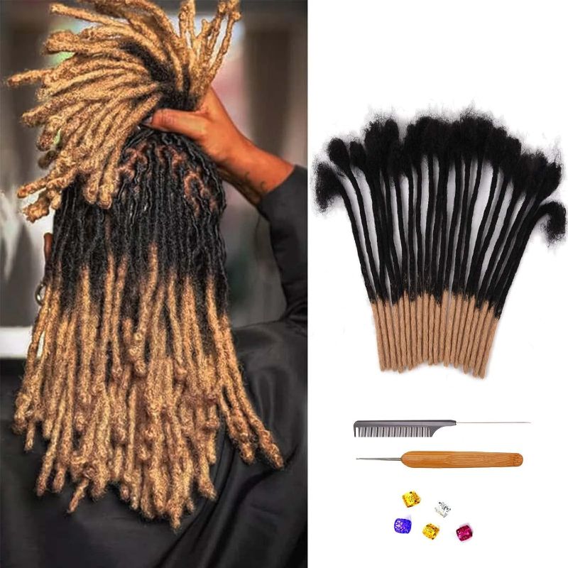 Photo 1 of 0.6cm Permanent Loc Extensions Human Hair 10 inch 30 Strands Handmade Dreadlock Extensions Human Hair Dread Extensions for Men Women
