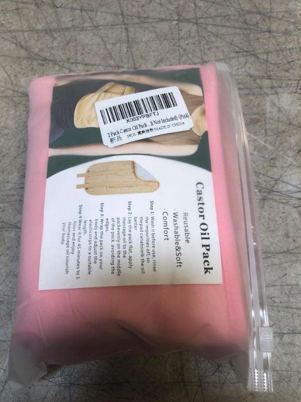 Photo 2 of 2 Pack Castor Oil Pack Wrap, Reusable Organic Castor Oil Pack Waist and Neck Kit with Adjustable Strap, Castor Oil Packs for Detox, Aid Sleep, Constipation (Castor Oil Not Included) (Pink)