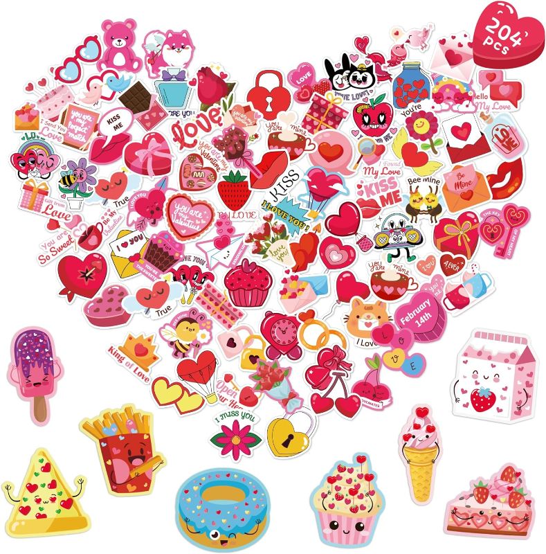 Photo 1 of  204 PCS Valentines Day Stickers - Valentines Cards with Valentines Stickers for Kids - Valentines Day Gifts for Kids - Kids Valentines Day Gifts for School - Valentines for Kids Classroom
